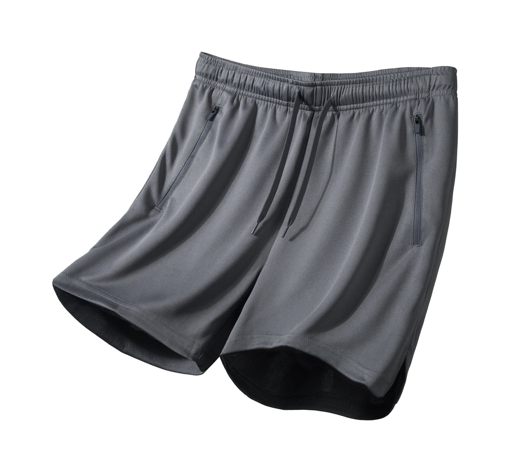 Men's Athletic Running Shorts Mesh Quick Dry Lightweight 5 inches Drawstring Gym Workout Shorts with Zipper Pockets