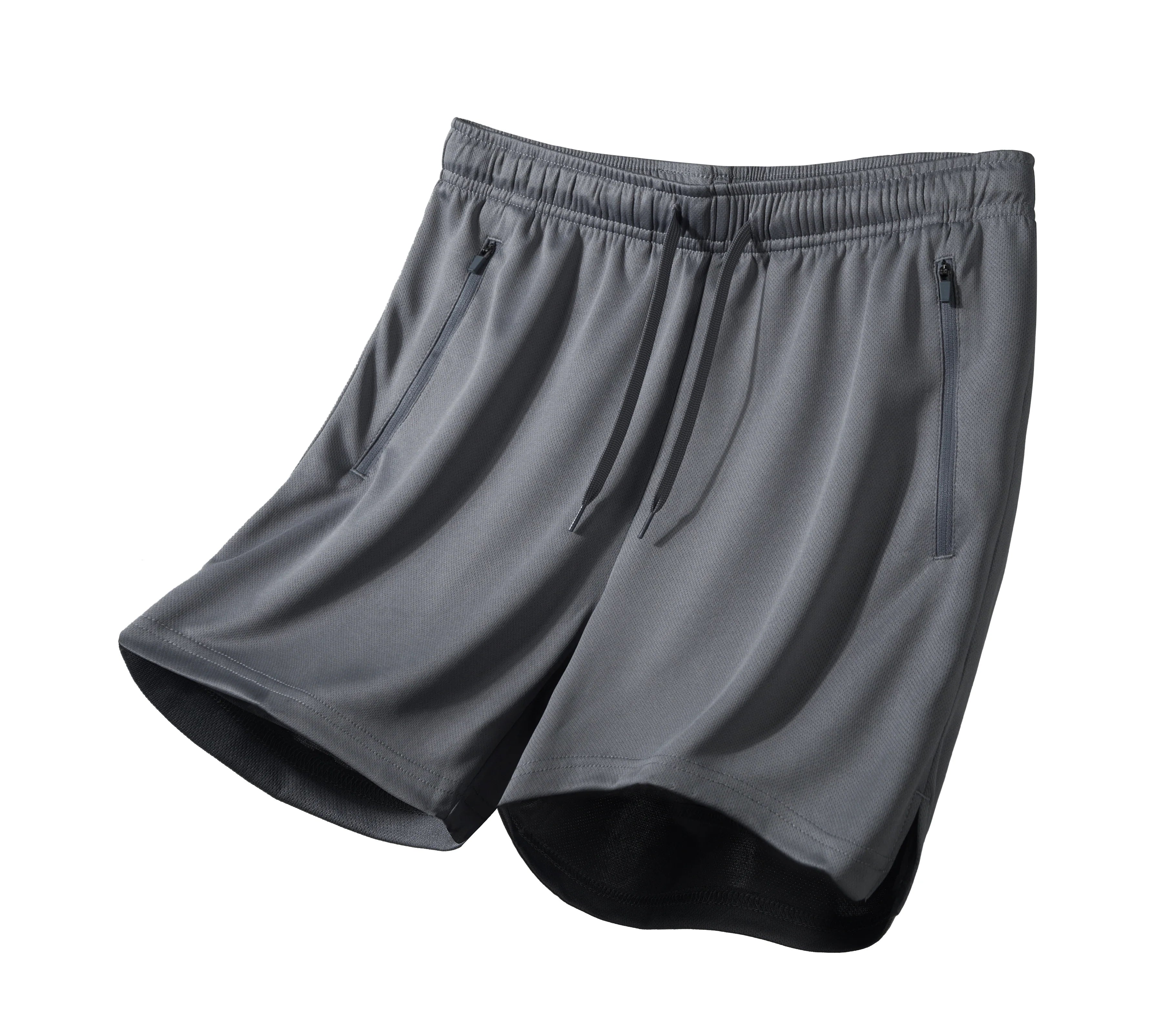 Men's Athletic Running Shorts Mesh Quick Dry Lightweight 5 inches Drawstring Gym Workout Shorts with Zipper Pockets