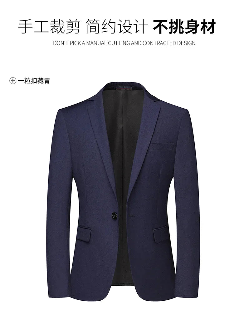 2026 Blazer New Men's Fashion Business Solid Color British Style Professional Work Groom Wedding Dress Best Man Blazer Jacket