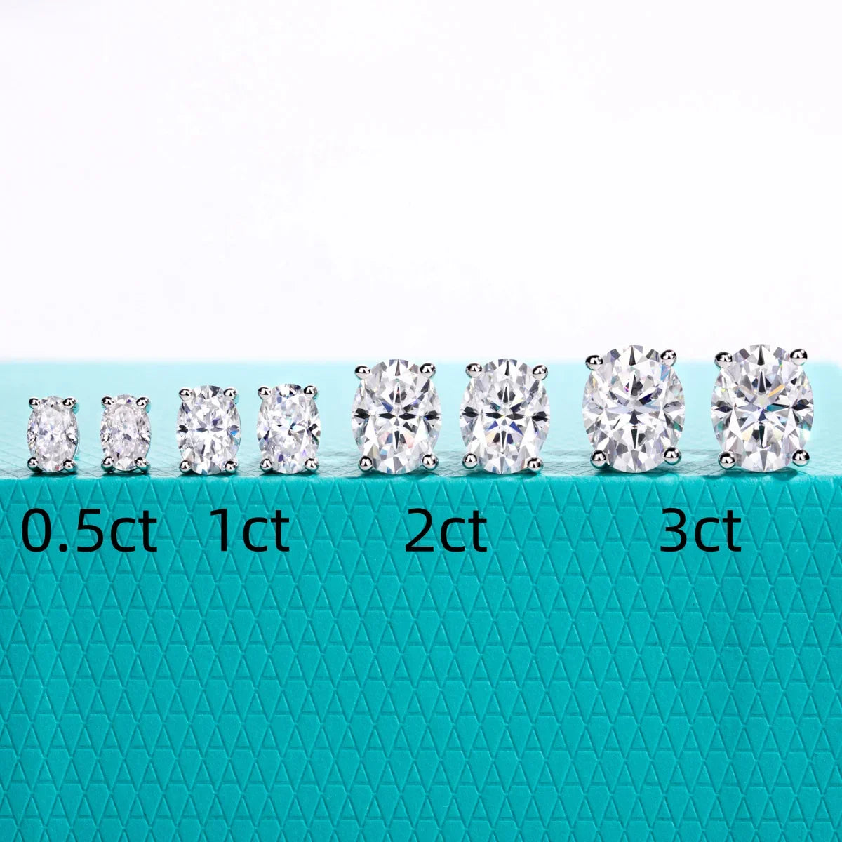 1cttw-6cttw Oval Moissanites Earrings 925 Sterling Silver D Color VVS1 Moissanite Classic Stud Earrings for Woman