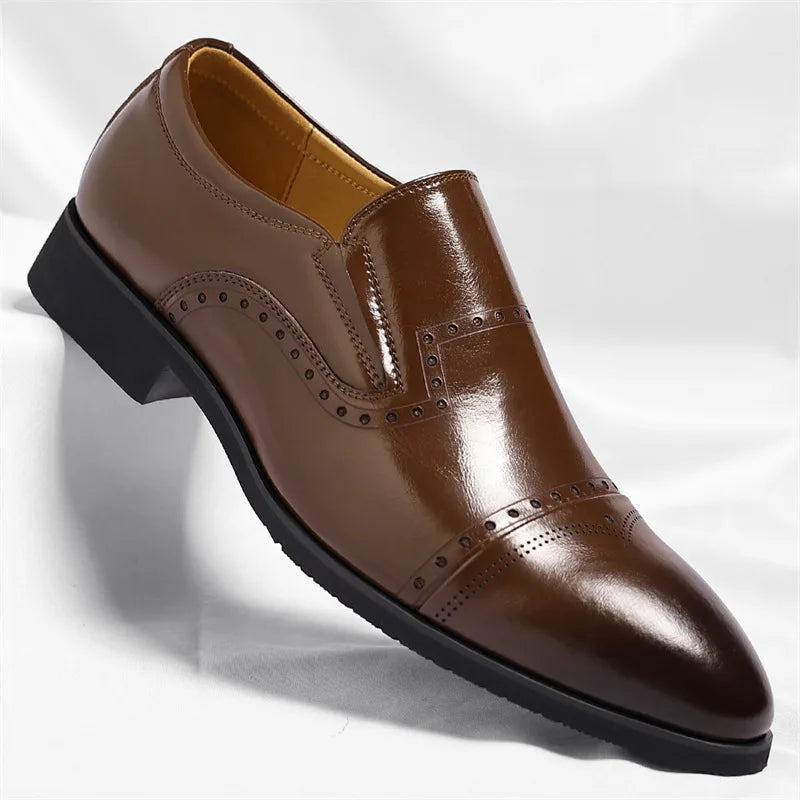 Big Size Dress Shoes for Men Solid Color Summer Autumn Fashion Business Casual Shoes Male British Style Cow Leather Shoe Man