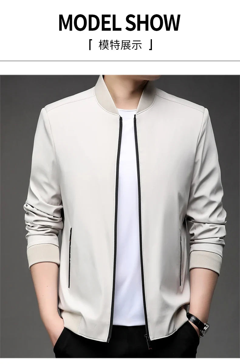Men's High-Quality Fashion Spring Baseball Collar Business Casual Jacket Handsome Youth Coat Dad Jacket M-5XL