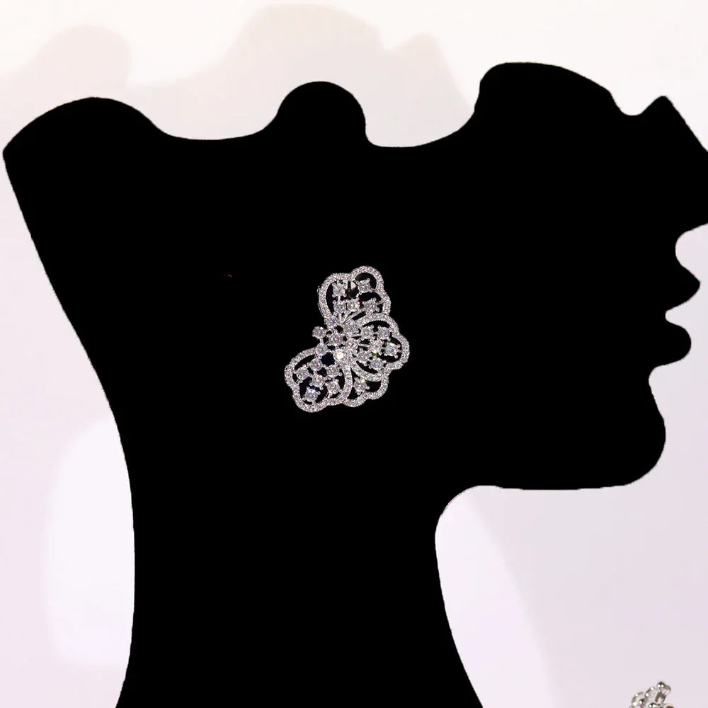 Graceful 2Pcs White CZ Zircon Necklace Set Brides High Quality Fine Jewelry Women  Wedding Engagement Accessory