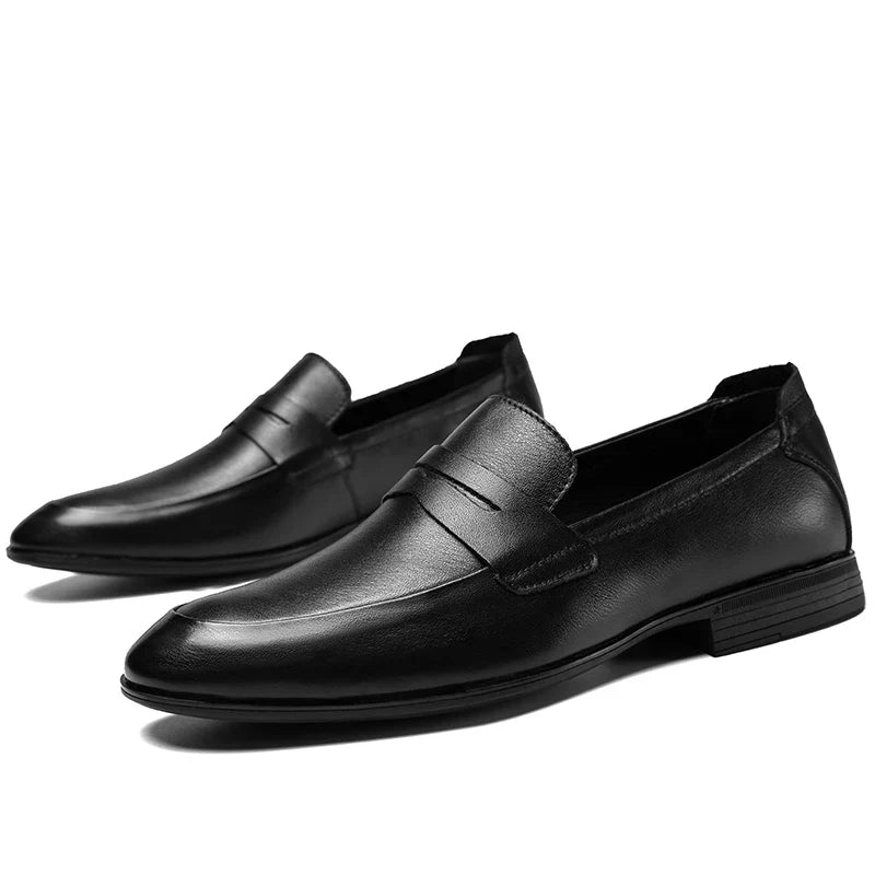 2024 New Luxury Brand Black Genuine Leather Gentleman Fashion Dress Shoes Men Business Loafers Men's Shoes Slip on Big Size 49