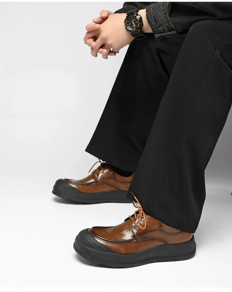 Spring New Designer Business Casual Shoes for Men Black Genuine Leather Shoes Male British Style Soft Sole Fashion Shoe Man