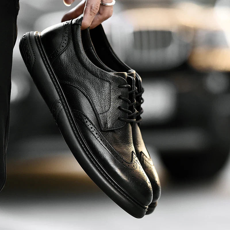 Big Size Mens Formal Genuine Leather Dress Shoes British Stylish Business Dress Men Flats High Quality Brogues Oxford Shoes Men