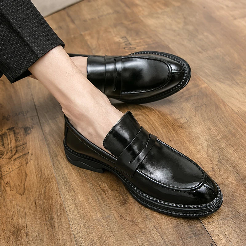 Premium Silver Business Shoes Men's Oxford Shoes Leather Brand Loafers Slip on High Quality Wedding Loafers Soft Sole Dress Shoe