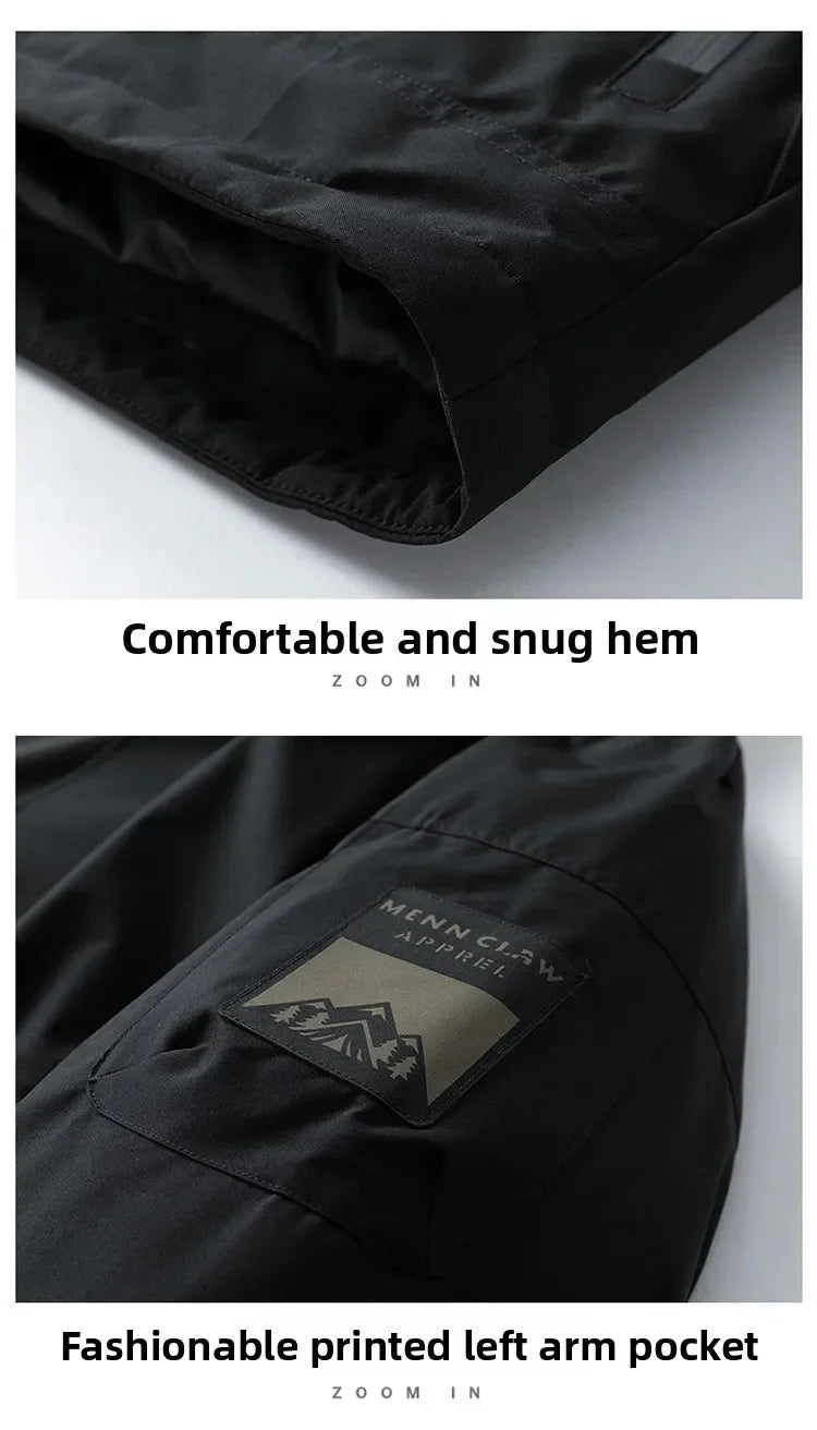 Thick Padded Waterproof Jacket Men Outdoor Softshell Zip Up Hooded Jacket Windbreaker Hiking Camping Coat Autumn Winter Overcoat