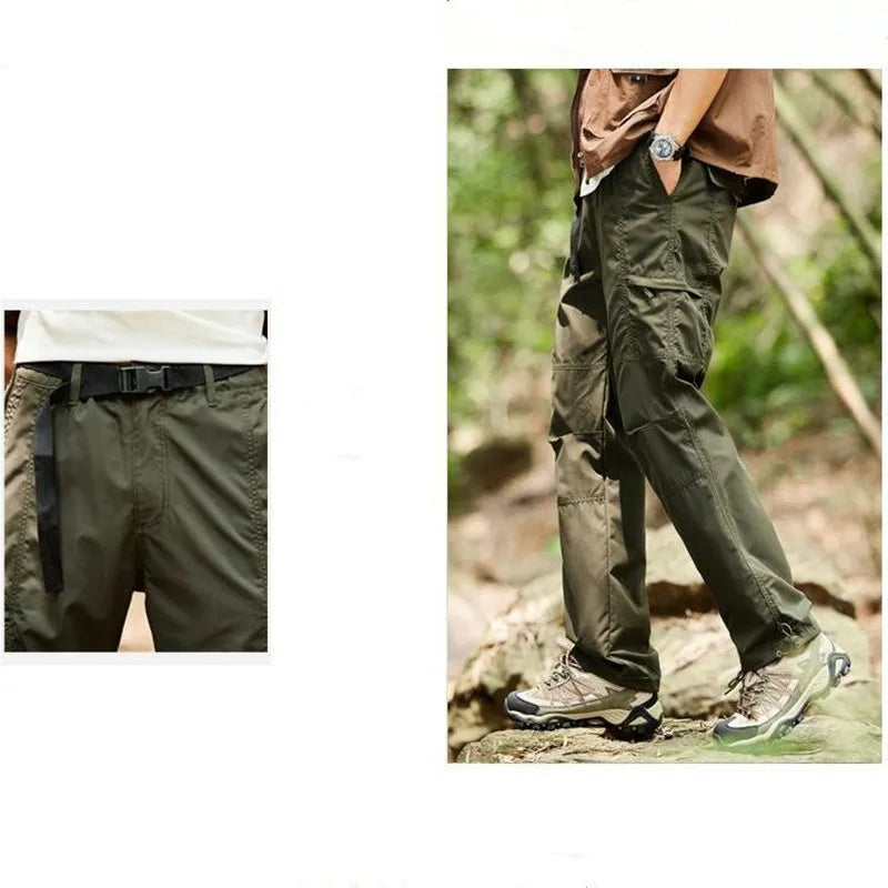 Quick-drying Hiking Pants 2026 Spring Summer Mountain Camp Outdoor Casual Cargo Pants Mens Waterproof Loose Breathable Trousers