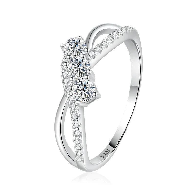 Full Moissanite Ring for Women 925 Sterling Silver with White Gold Plated Wedding Engagement Women's Ring Jewelry Wholesale