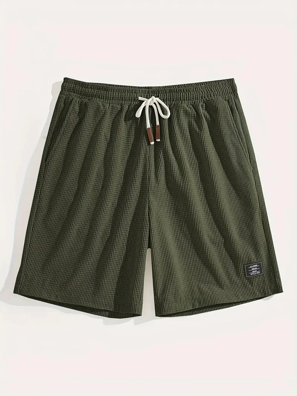 Men's Waffle Texture Shorts Summer Casual Sports Plus Size Loose Fit Knee-Length Shorts Male Oversized Streetwear Beach Pants