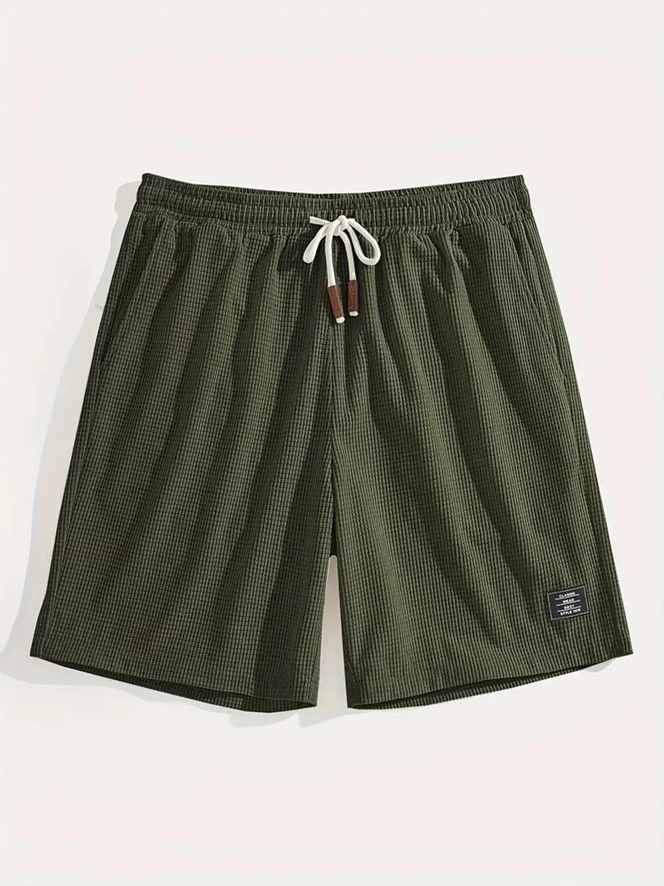 Men's Waffle Texture Shorts Summer Casual Sports Plus Size Loose Fit Knee-Length Shorts Male Oversized Streetwear Beach Pants