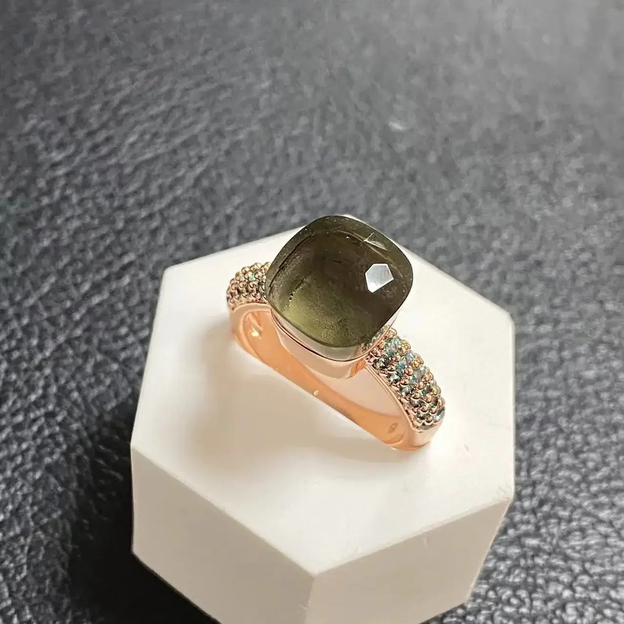 10.6mm Topaz Ring For Women Inlay Light Blue Zircon Candy Water Drop Crystal Ring Rose Gold Plated Jewelry Gift