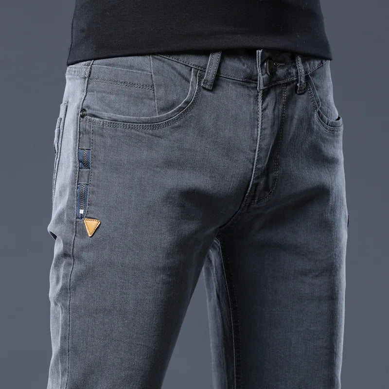 Skinny Denim Jeans Men Slim Fit Stretch Mens Jeans Pant Gray Blue 2025 New