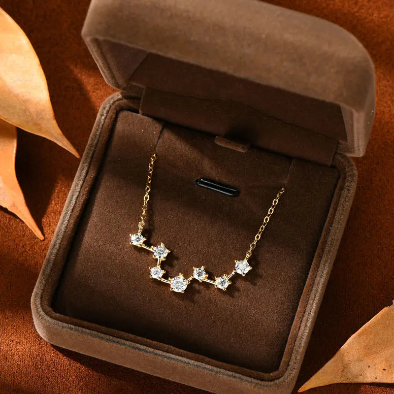 D Color VVS1 Certified Moissanite Big Dipper Pendant Necklaces S925 Sterling Silver Women's Jewelry Chains for Wedding