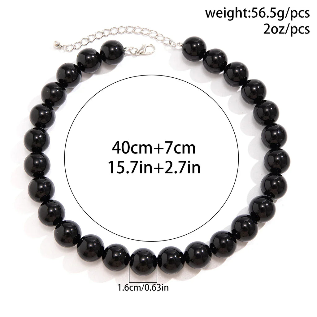 Salircon Gothic Simple Acrylic Red\Black Big Ball Bead Chain Necklace Women's Y2K Korean Clavicle Necklace Trendy Party Jewelry