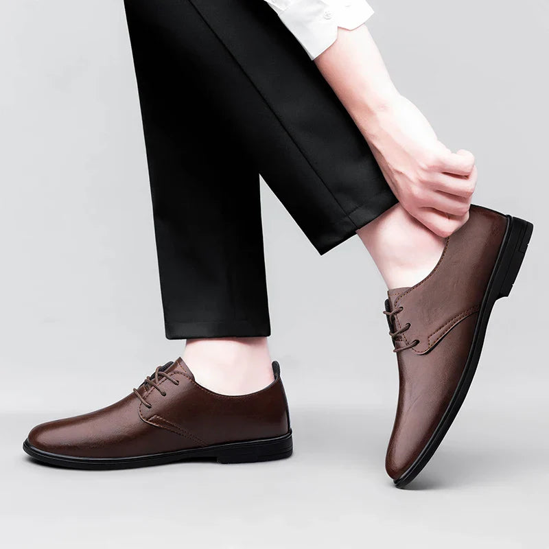 High Quality Handmade Casual Leather Business Shoes Mens Formal Oxford Office Shoes Fashion Lace-up Casual Flat Designer Shoes