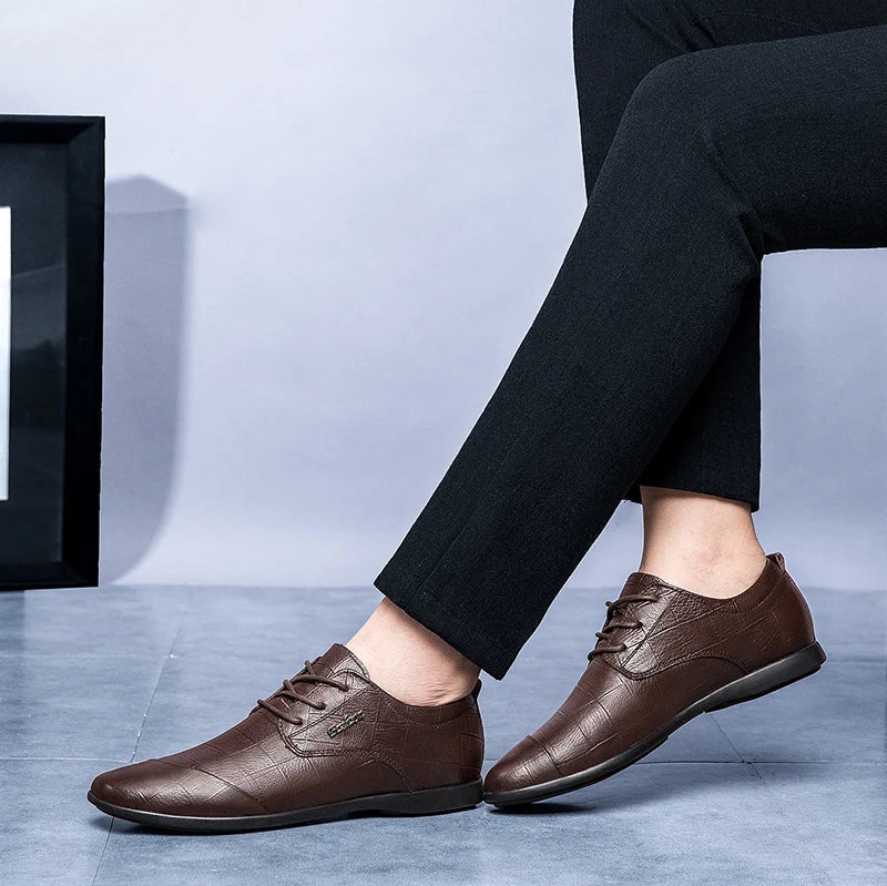 Luxury Business Oxford Genuine Leather Shoes Men Breathable Formal Dress Shoes Male Office Wedding Flats Footwear Evening Dress