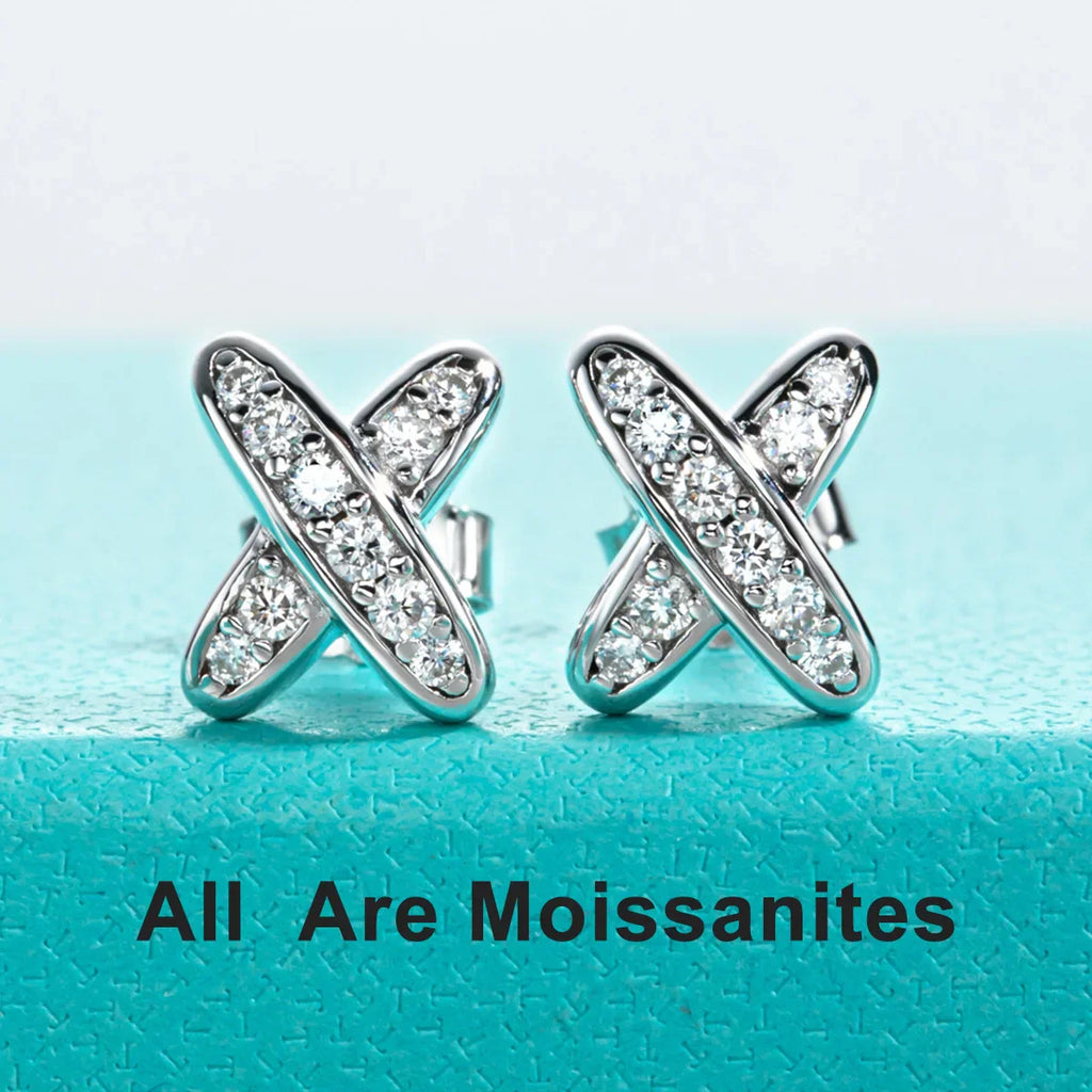 Moissanite Diamond Earrings 925 Sterling Silver D Color VVS1 Moissanite Classic Cross Stud Earrings For Woman Jewelry