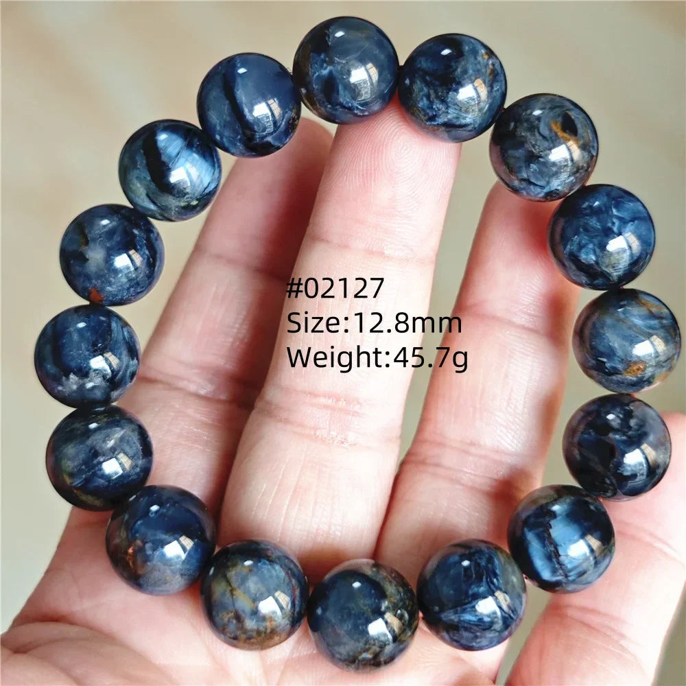 Natural Blue Pietersite Bracelet Women Men Beads Round Beads Chatoyant Cat Eye Fire Pietersite Namibia AAAAAA