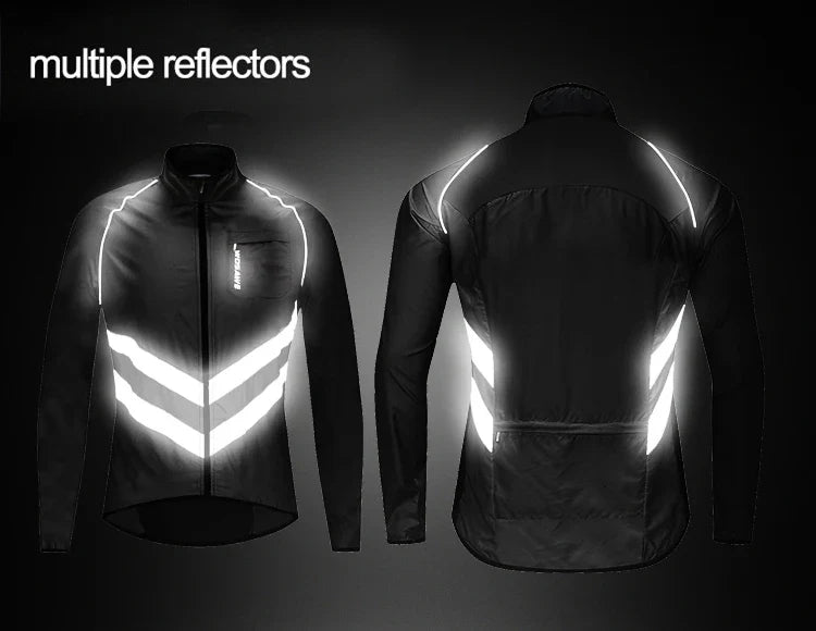 Reflective Cycling Windbreaker Men MTB Bike Jacket Moto Coat Windproof Camping Fishing Cycling Clothes Multi-use Jersey