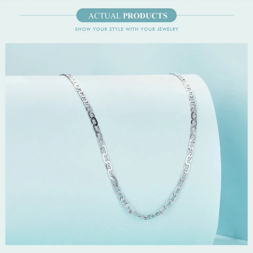 925 Sterling Silver Basic Chain Necklace Collection Box Chain Necklace Bead Chain Link for Women Simple Fine Jewelry
