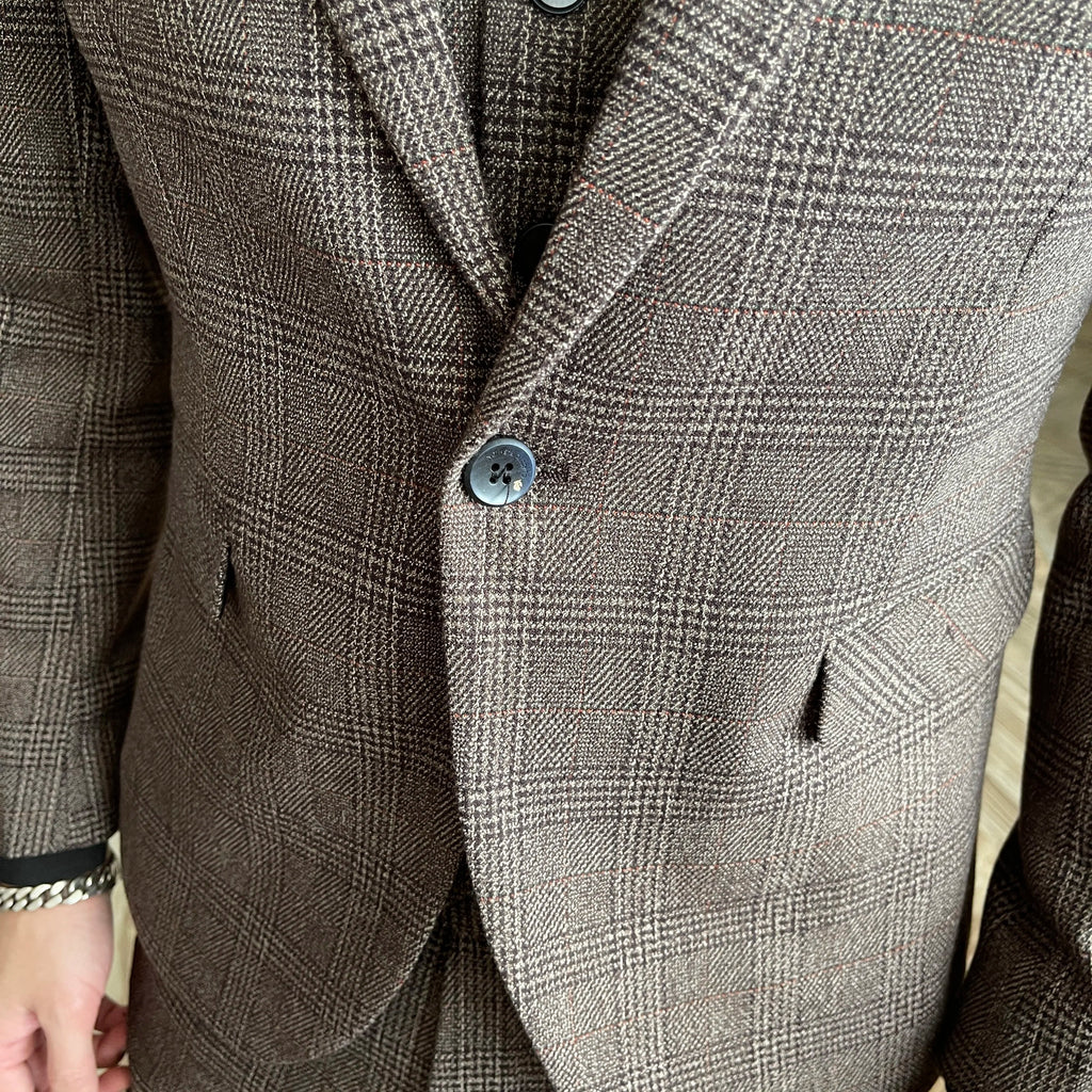 British Modified Plaid Three-Piece Suit for Men - Stylish Business Casual Suit Vest And Trousers Set