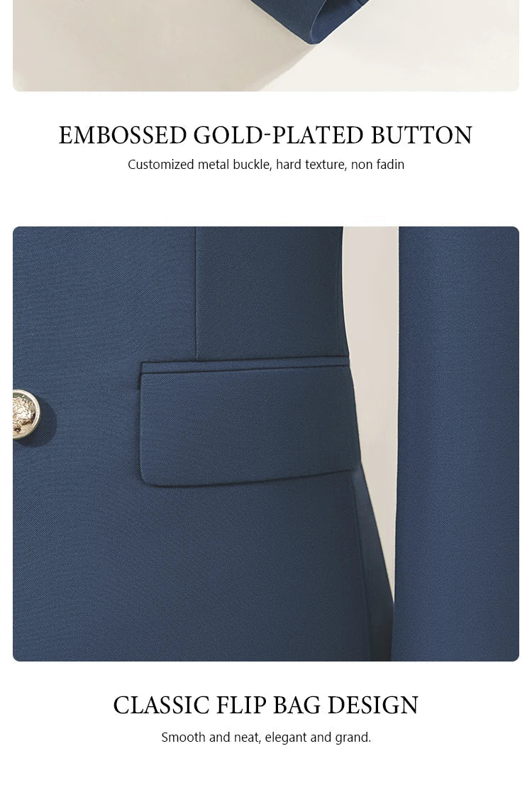 Double-breasted Men's Suit Fashionable and Casual Slim Fit Male Groom Wedding Blazers Party Dress Jacket Coat Pants