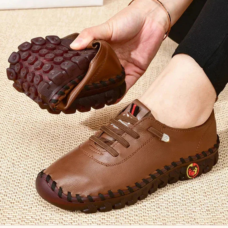 أحذية رياضية نسائية جلدية كاجوال مسطحة ومريحة سهلة الارتداء "Zapatillas De Mujer"