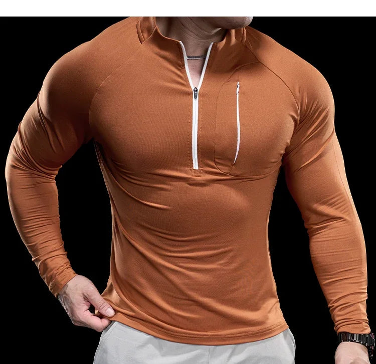 Gym Fitness Quick Dry Shirt Men Running Sport Long Sleeves T-shirt Trackwear Tee Tops Autumn Male Bodybuilding Training Clothing