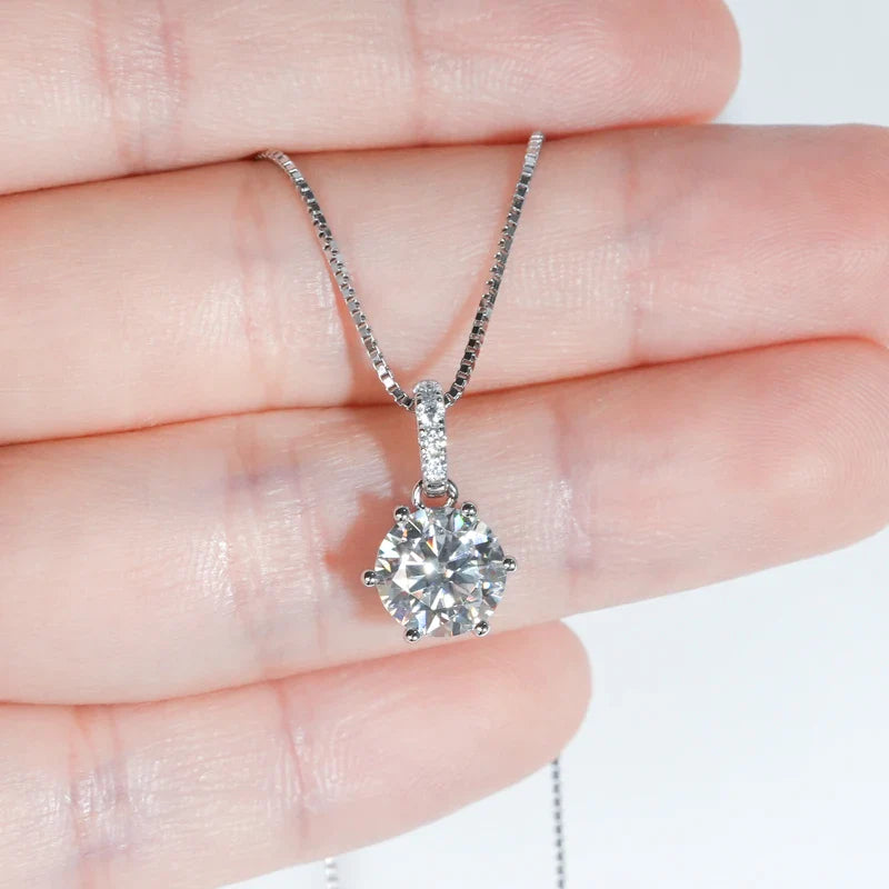 D VVS1 Moissanite Necklace Diamond Pendent 1CT-2CT with Certified 925 Sterling Silver Necklaces for Women Dainty Gifts