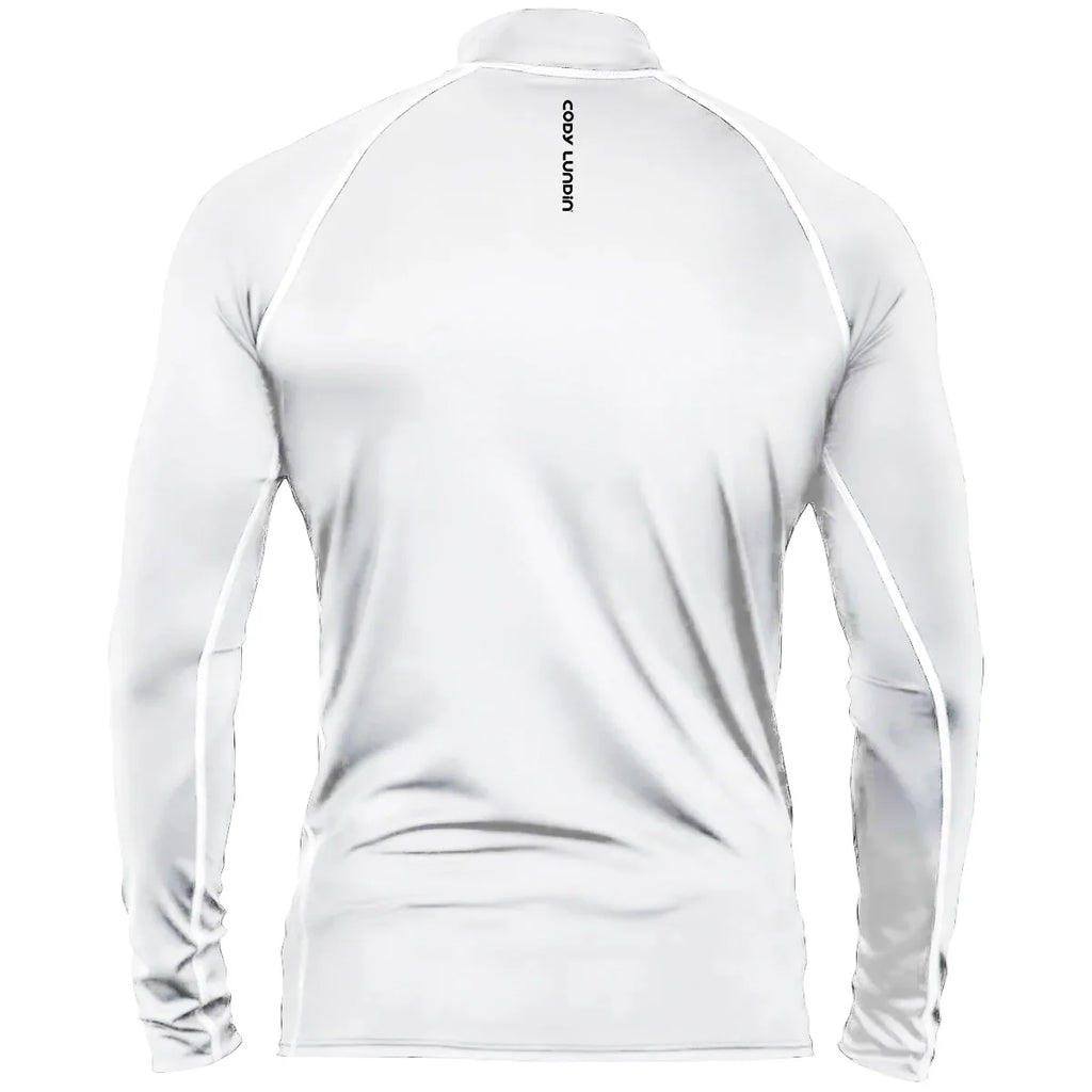 Cody Lundin Men's Long Sleeve Rashguard UPF 50+ UV Protection Fabric T Shirts Lightweight White Compression Gym Surf Swim Shirts