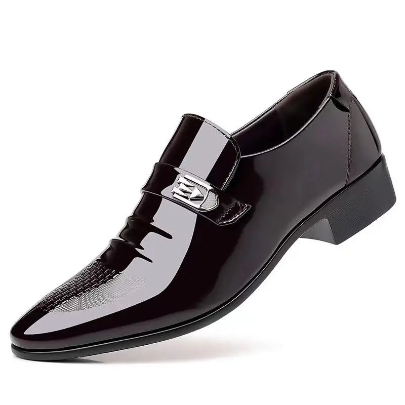 Dress Shoes Man Patent Leather Spring Autumn Bright Upper Pointed Toe Social Shoe for Men Casual 2025 Trend High Quality Fashion