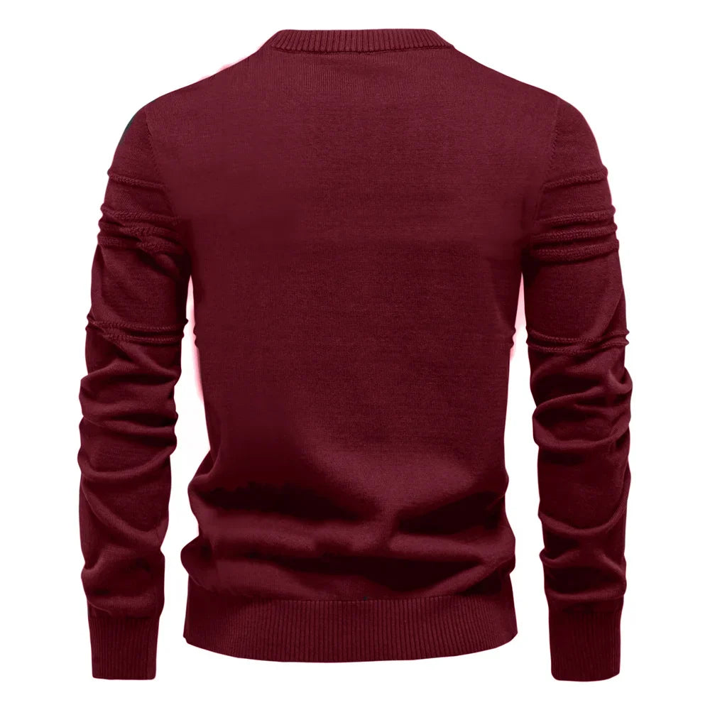 Mens Crewneck Pullover Sweater Knitted Cotton Stripped Quality Autumn Winter Warm Sweaters for Men