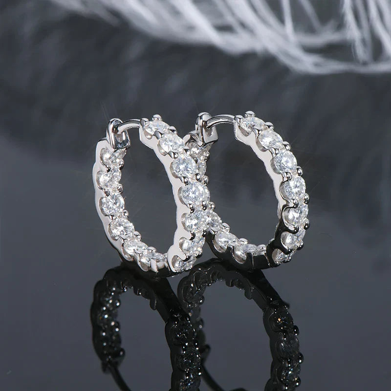 Hoops 100% 925 Sterling Silver Real 3mm Moissanite Stud Earrings For Women Sparkling Jewelry Gifts with Certificate Gifts