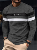 2026 Autumn Men's T-Shirt Clothing Fashion Oversized Crew Neck Long Sleeve T-Shirt Top Simple Casual Stripe T-Shirts For Men
