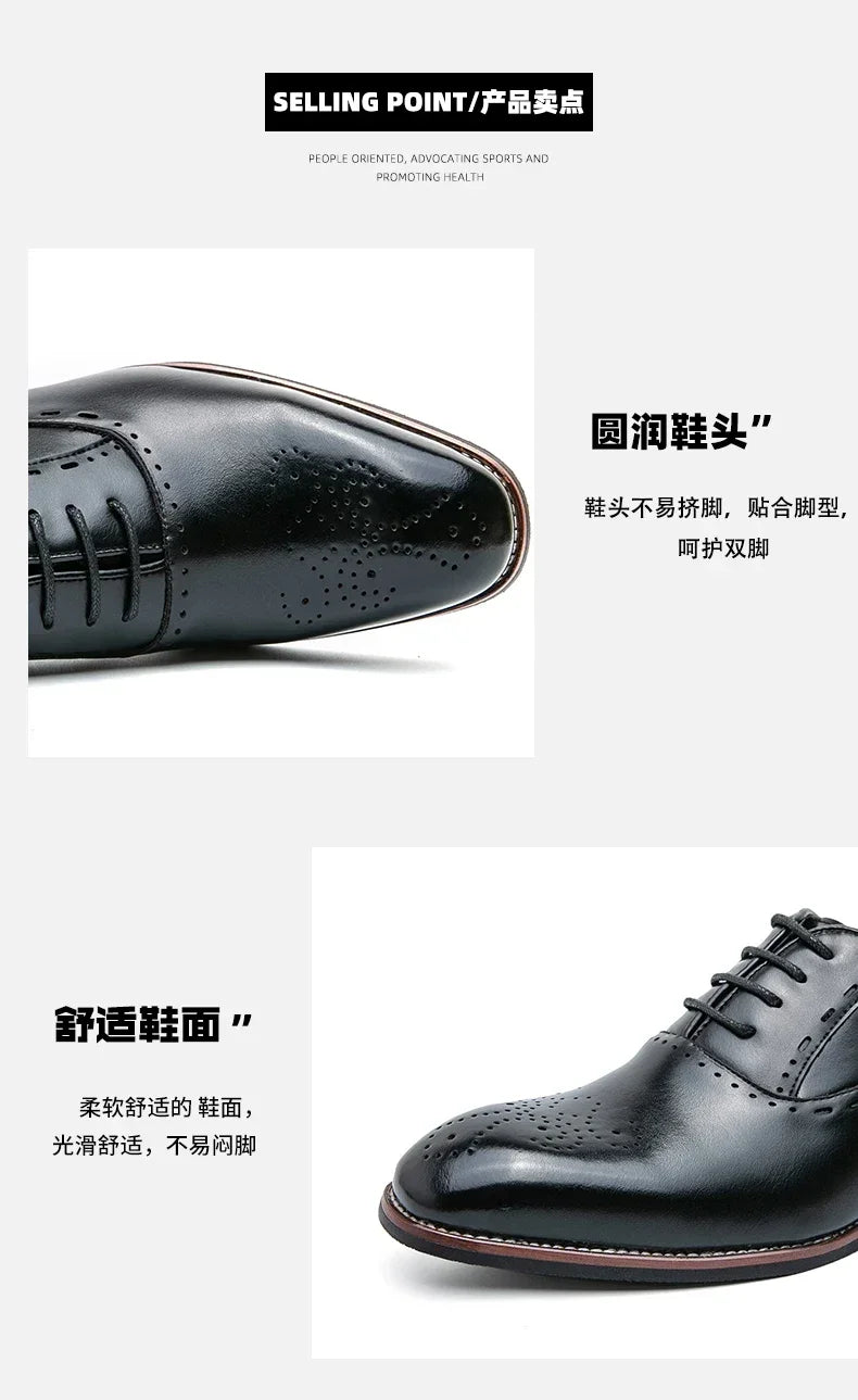 High Quality Leather Business Formal Shoes 2026 Classic Italian Casual Dress Shoes Men Elegant Office Formal Oxford Shoes