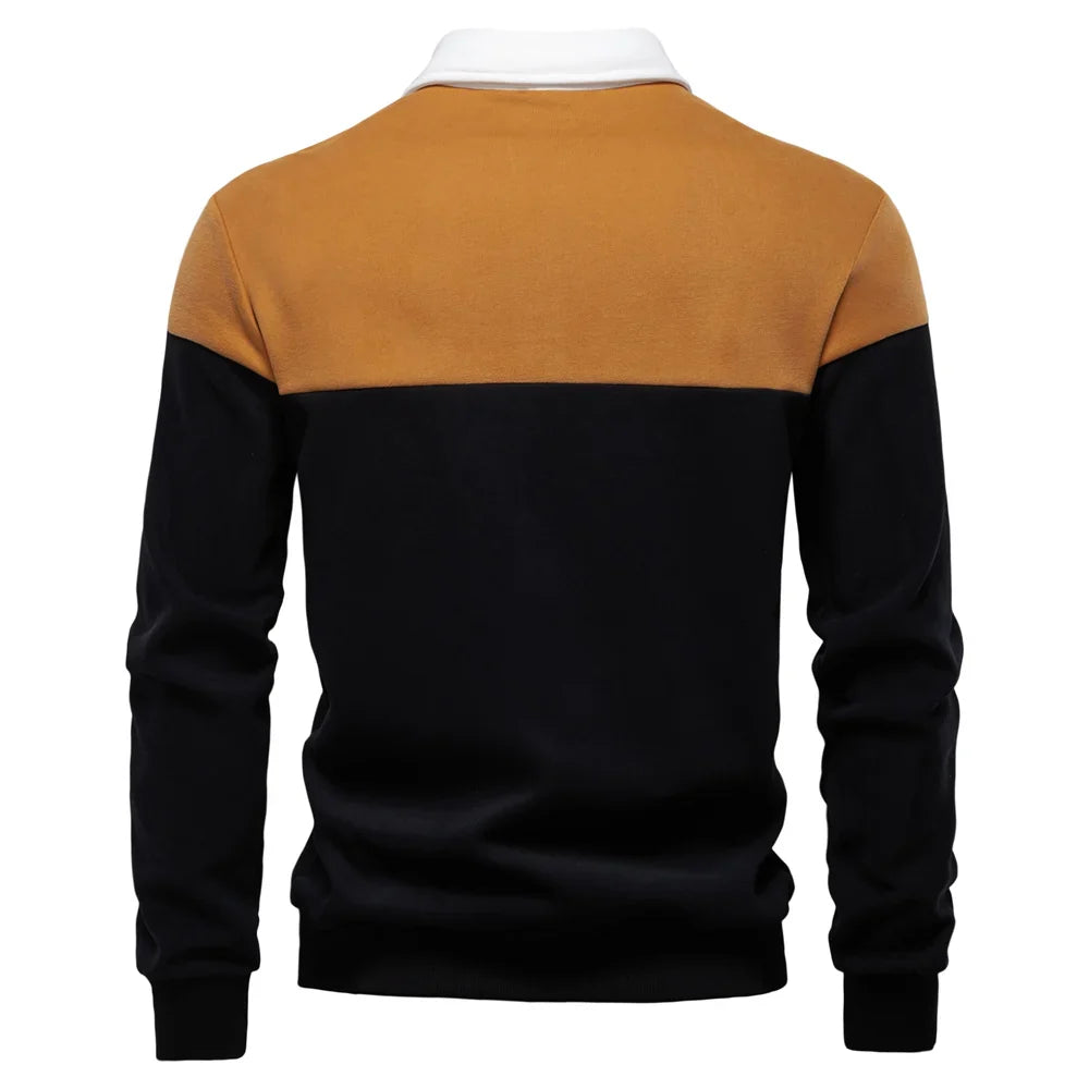 Men's Premium Cotton Sweatshirt Color Block Sweatshirt Long Sleeve Business Casual Social Sweatshirt