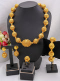 Long Necklace Fashion Dubai Gold Plated Jewelry Sets for Woman Bridal Wedding Earrings Ring Bracelet African Jewelry Set