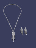 2025 Luxury Big Square Stone Long Necklace And Earrings Sets For Women Cubic Zirconia Dubai Bridal Jewelry