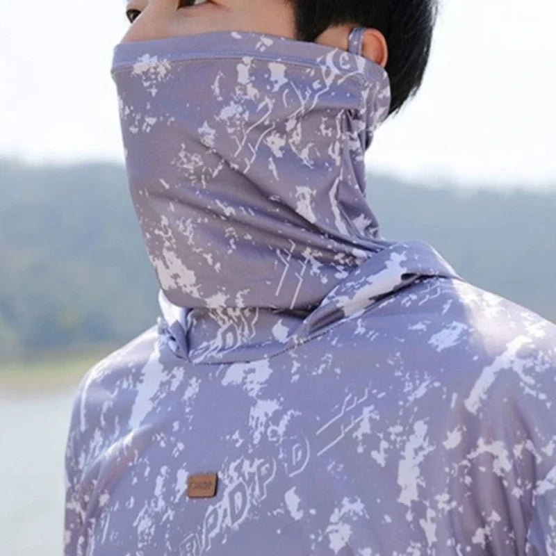 Mens UPF50+ T-Shirt Hoodie Tight Sports Casual Sun Protection T-Shirt Running Quick Dry Hoodie Sunscreen Fishing Men's Clothing