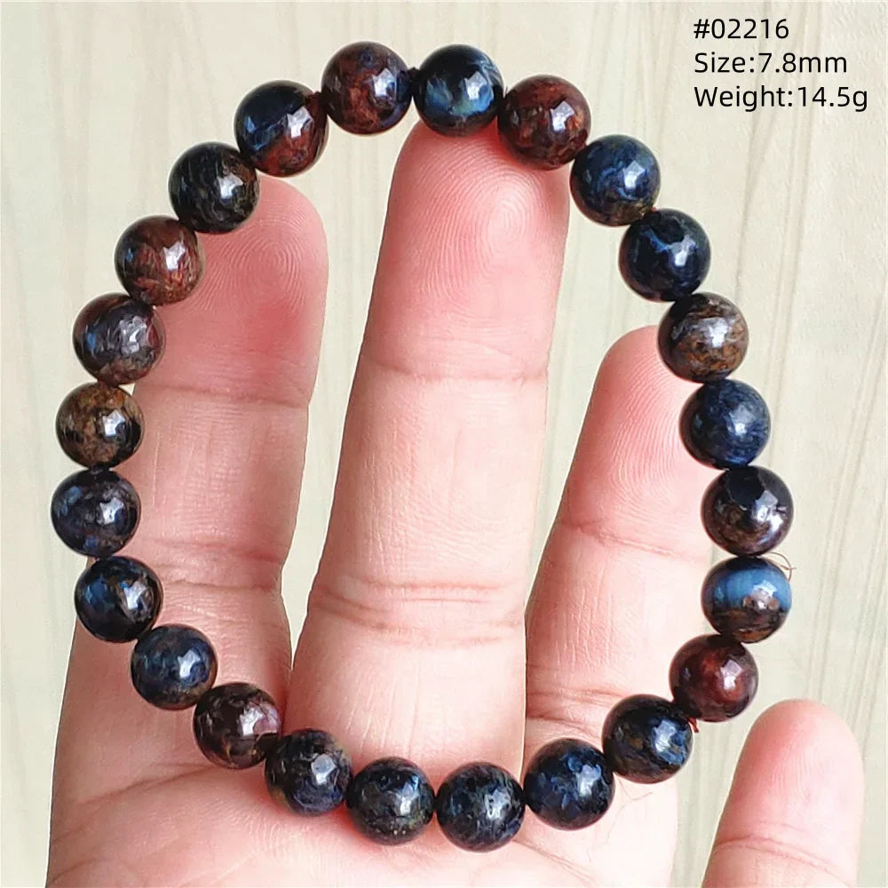 Natural Blue Pietersite Bracelet Women Men Beads Round Beads Chatoyant Cat Eye Fire Pietersite Namibia AAAAAA
