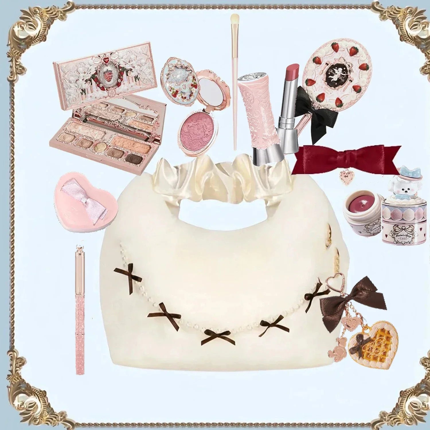 Makeup Set All In Flower Knows Little Angel Highlighter Powder Blush Strawberry Rococo Lip Gloss Perfume Kit