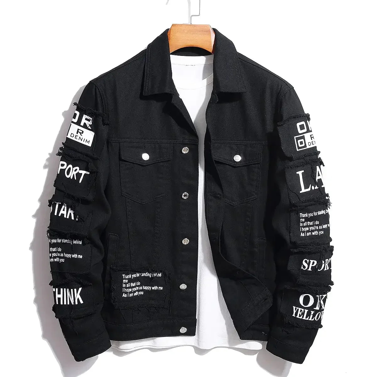 Men's y2k Denim Jacket Jeans Clothing Patches Windbreaker Cotton Stretchy Trucker Jacket for Men Cowboy Letter Designer Fashion