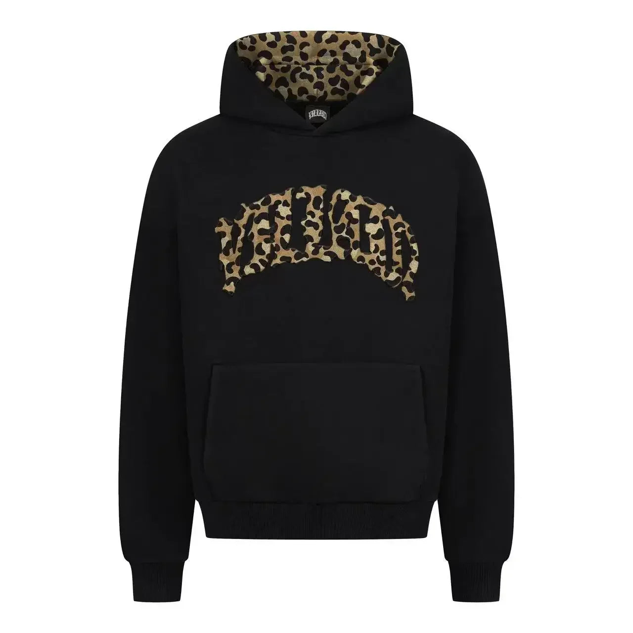 High street fashion leopard print letter embroidered men sportswear suit Y2K American casual retro hoodie trend loose clothing