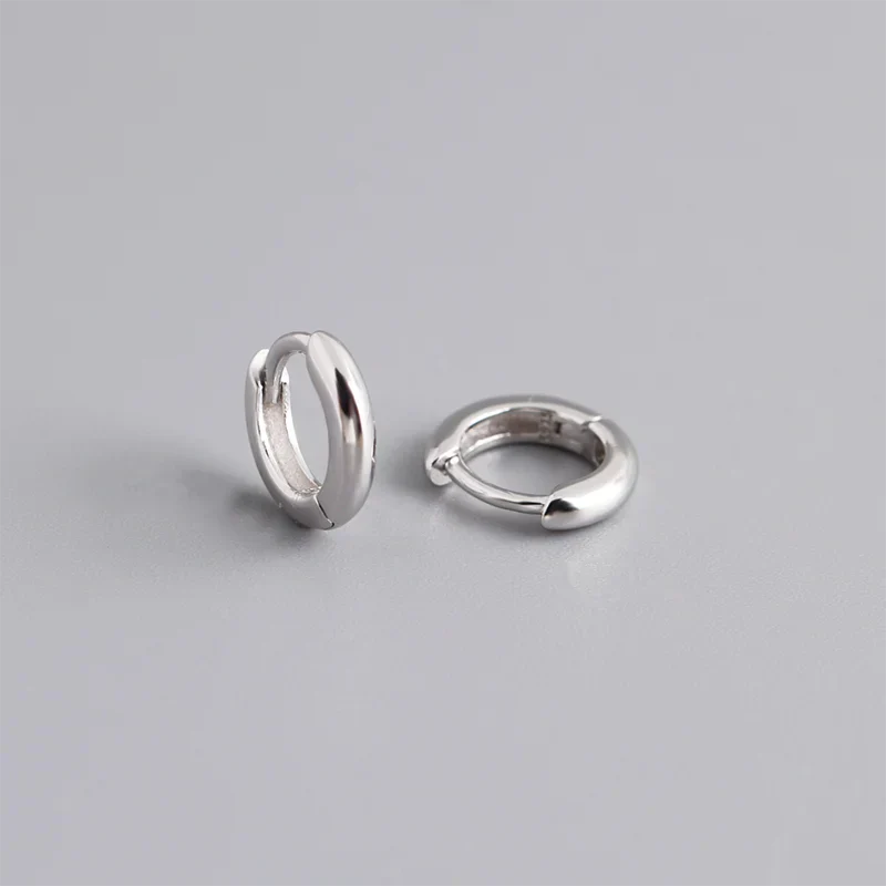 925 Sterling Silver Simple Matte Bohemian Round Ear Buckle for Women Punk Unisex Rock Hoop Earring Jewelry Accessories