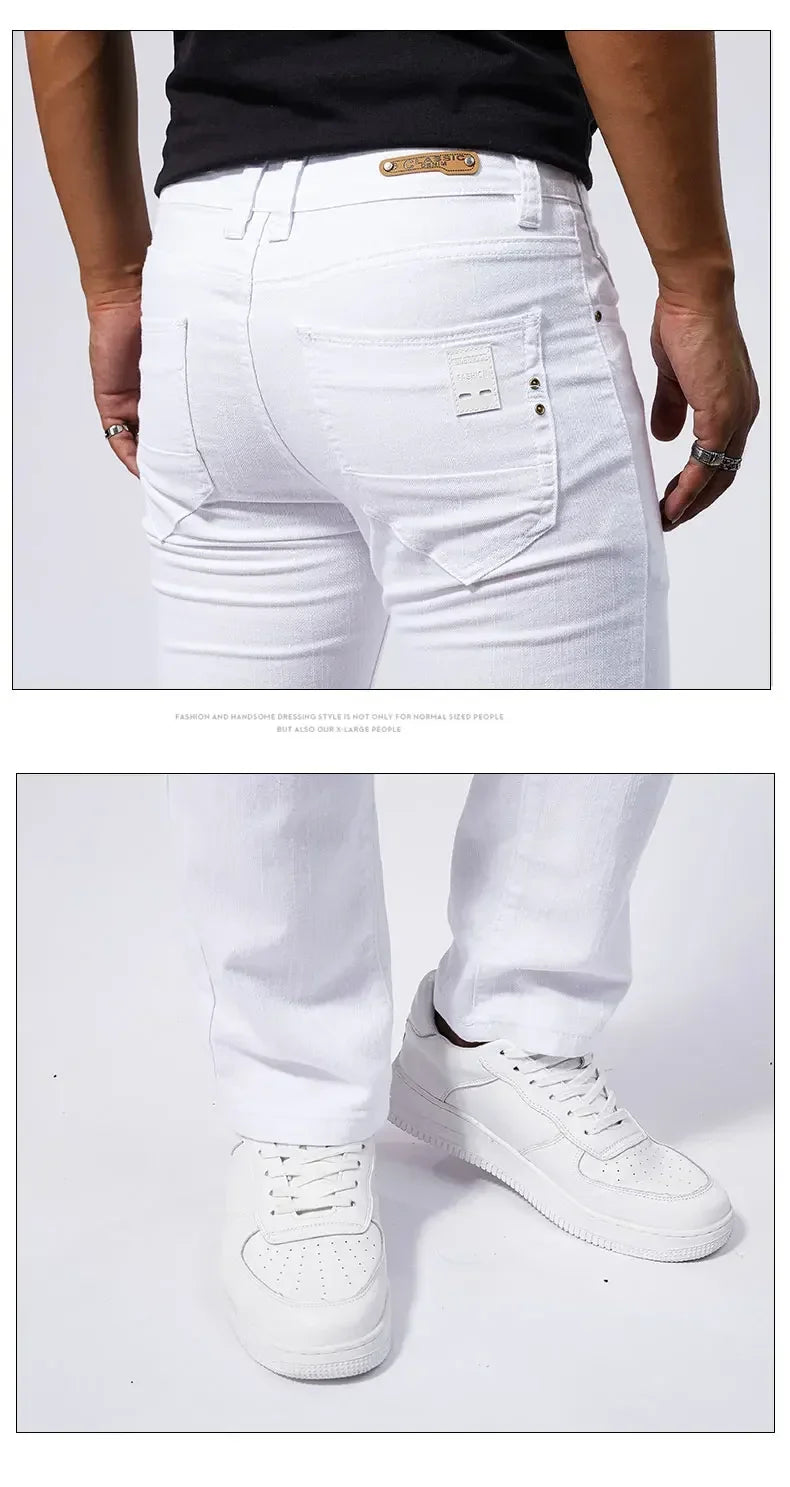 Men's White Casual Jeans New Denim Pants Comfortable Fashion Stretch Slim Fit Straight Trousers Male Clothing Streetwear Jeans