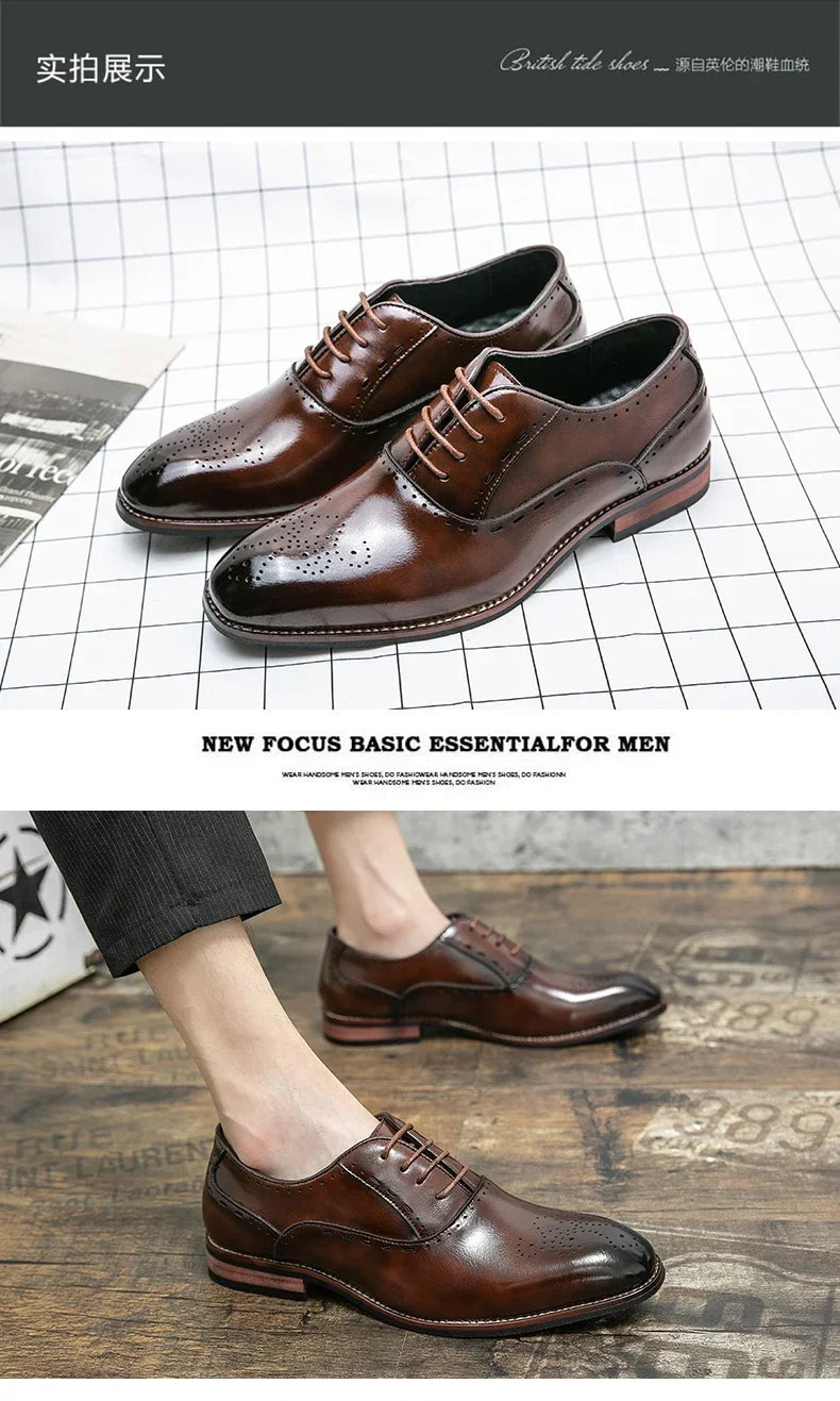High Quality Leather Business Formal Shoes 2026 Classic Italian Casual Dress Shoes Men Elegant Office Formal Oxford Shoes