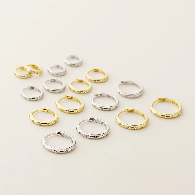 925 Sterling Silver Fashion Simple Piercing Ear Closure Statement Stacked Ear Hoop Earrings for Women Huggies Jewelry