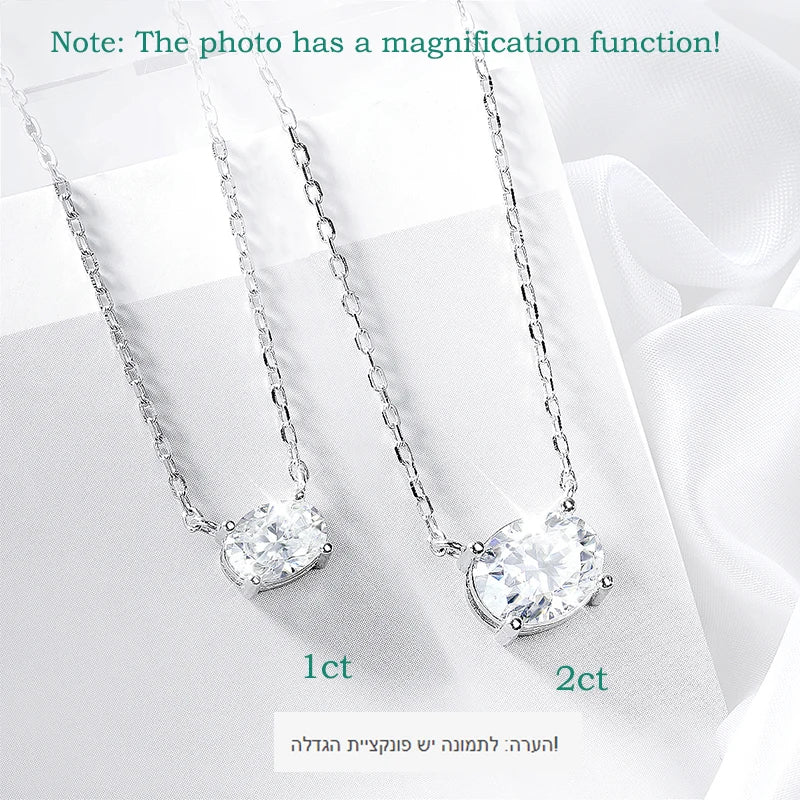 14K Plated 1-3CT Moissanite Necklaces Pendant Women Girls Birthday Gift Chain Lab Diamond Jewelry 925 Sterling Silver GRA